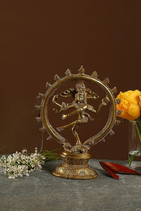 Brass Natraj with Carving Showpiece, Home Décor, Standard, Pack of 1(Design 95)