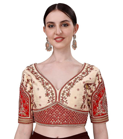 Cream Color Rajwadi Wedding Blouse (D1706)