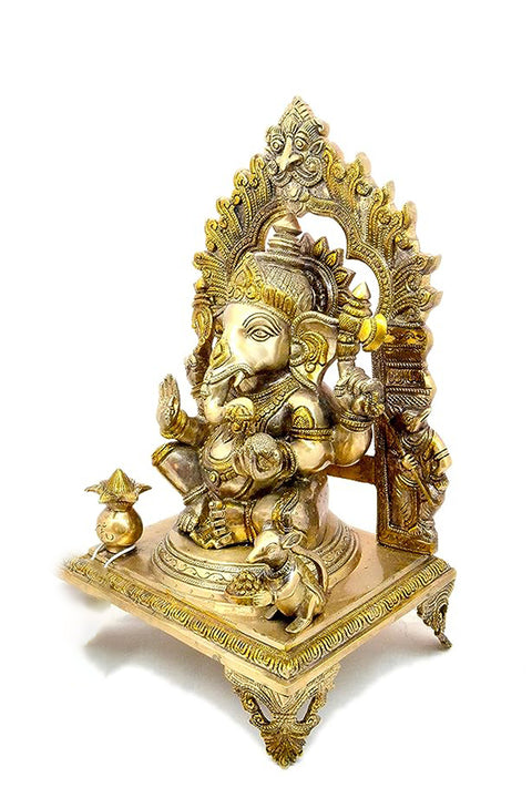 Brass Lord Ganesh Idol with Antique Finish(Design 124)