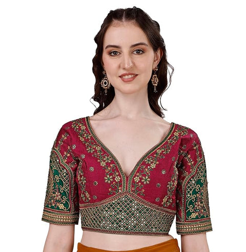 Maroon Color Rajwadi Wedding Blouse (D1707)