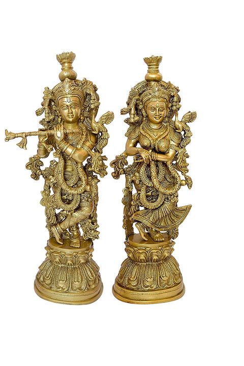 Brass Radha Krishna Statue Pair| 20 Inches(Design 113)