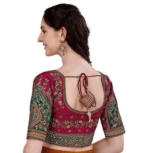 Maroon Color Rajwadi Wedding Blouse (D1707)