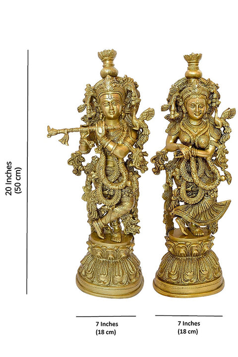 Brass Radha Krishna Statue Pair| 20 Inches(Design 113)