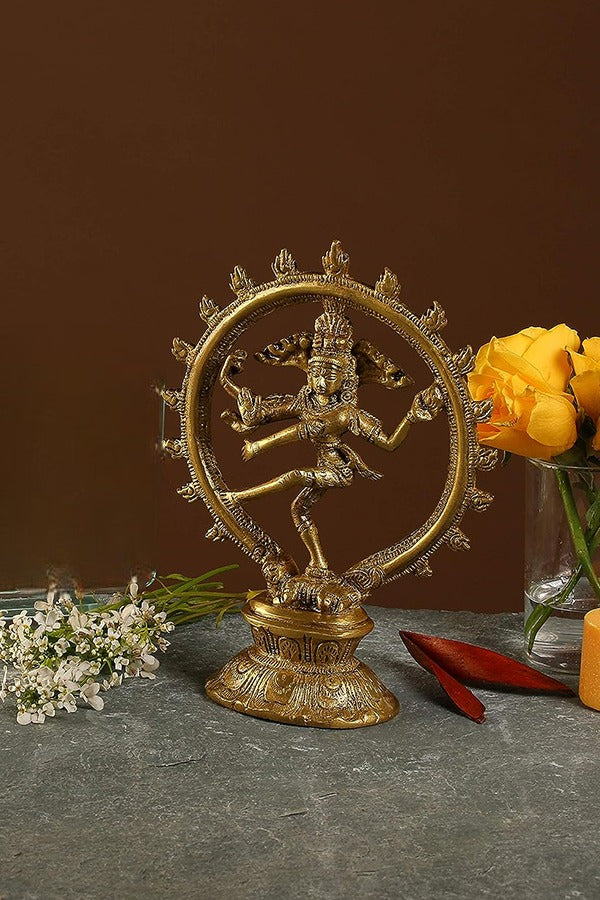 Brass Natraj with Carving Showpiece, Home Décor, Standard, Pack of 1(D ...