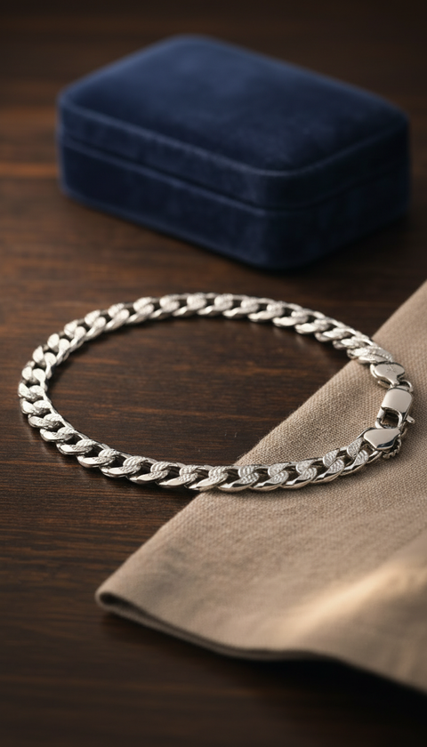 925 Mens Chain Silver Bracelet (Design 18)