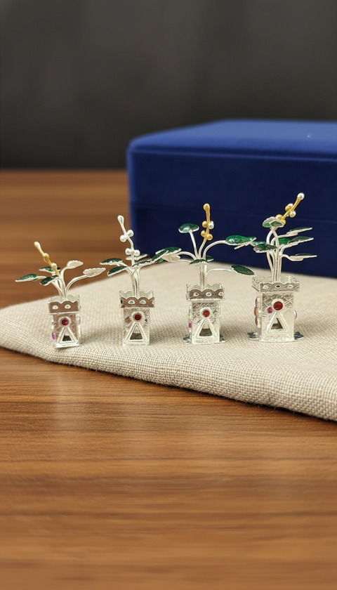 925 Solid Silver Tulsi Goddess Plant (D3)