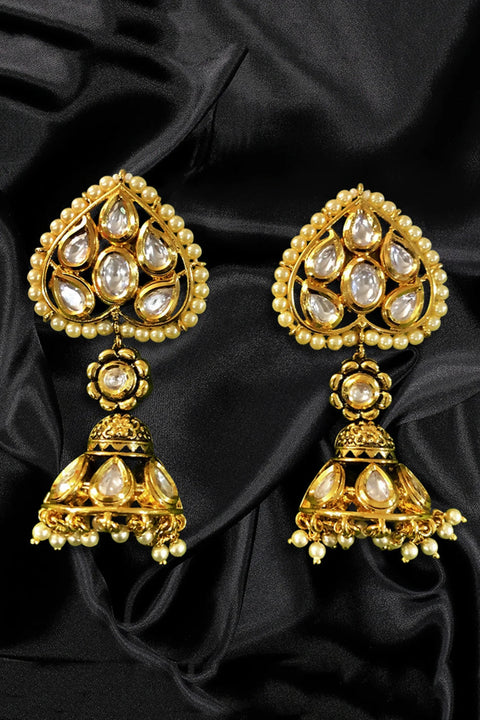 GOLD PLATED KUNDAN PREMIUM EARRINGS