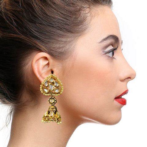 GOLD PLATED KUNDAN PREMIUM EARRINGS