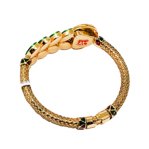 Gold Plated Kundan Openable Bracelet (Design 15)
