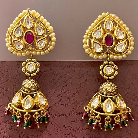 GOLD PLATED KUNDAN PREMIUM EARRINGS