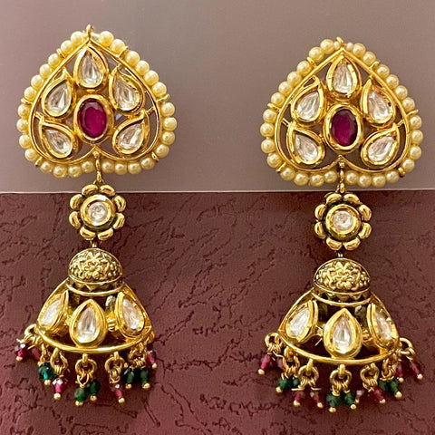 GOLD PLATED KUNDAN PREMIUM EARRINGS