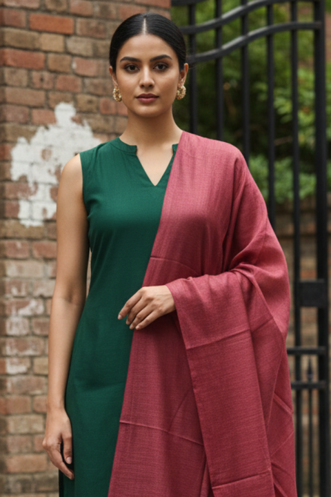 Regal Maroon Plan Silk Dupatta with Graceful Drape (D447)