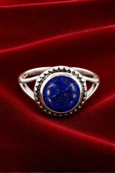 925 Sterling Silver Lapis Lazuli Gemstone Ring (D61) - PAAIE