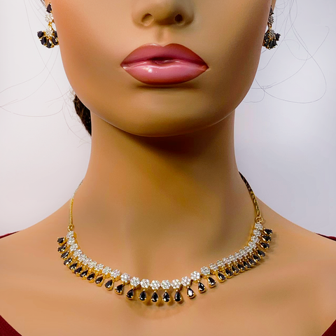 American Diamond and Semi-Precious Designer Necklace Set