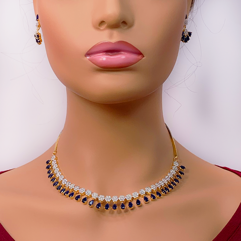 American Diamond and Semi-Precious Designer Necklace Set