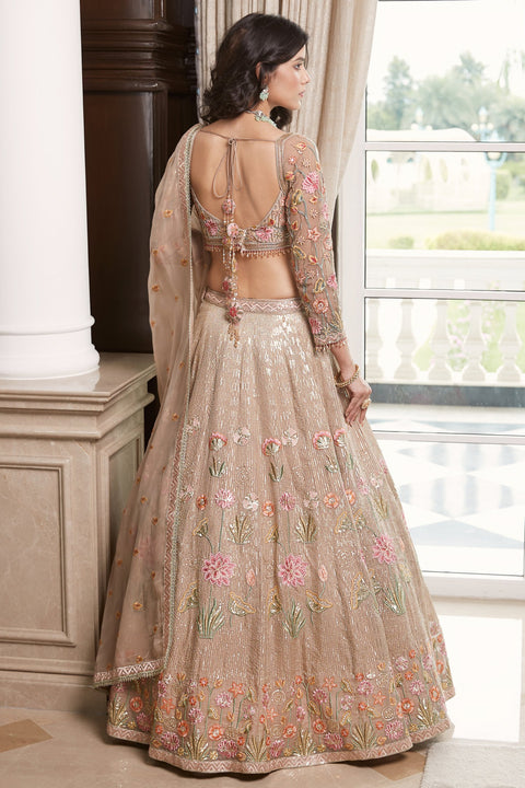 Gold Embroidered Lehenga Set For Party Wear (D285)