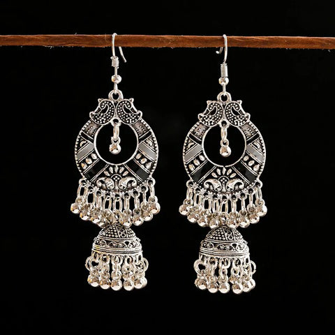 German Silver Dangle Earrings with Jhumki