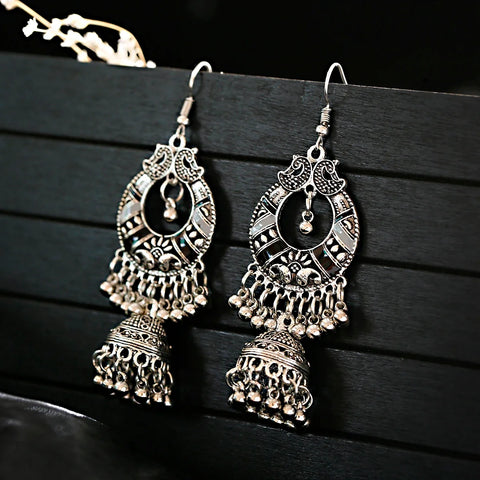 German Silver Dangle Earrings with Jhumki