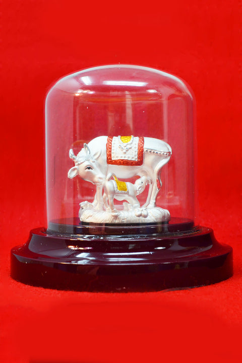 999 Pure Silver Cow and Calf Idol in Oval Base - PAAIE
