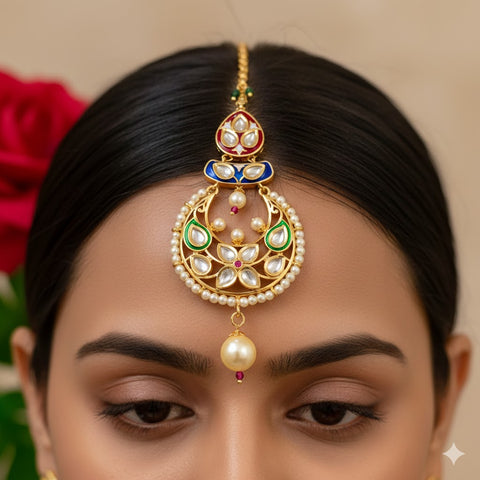 Chandbali Style Gold Plated Maang Tika (D6)