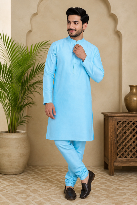 Designer Mint Green Color Silk Kurta Pajama (D282)