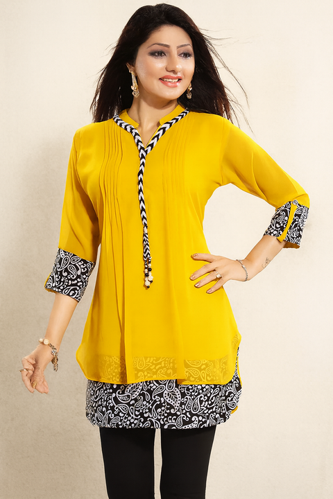 Fine Georgette Party Wear Layered Short Kurti (Tunic)