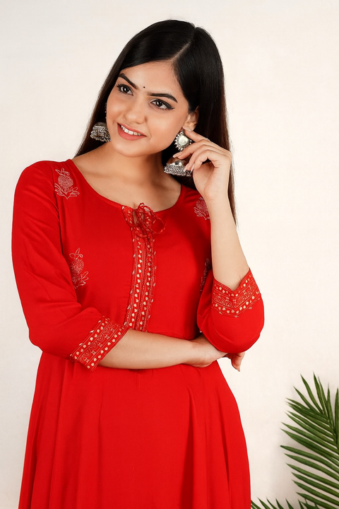 Women's Rayon Anarkali Flared Kurta For Casual & Party Wear (D1470)