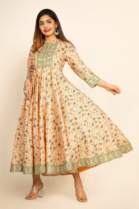 Ethnic Motifs Rayon Printed Anarkali Kurta |Gowns for Women (D1581)