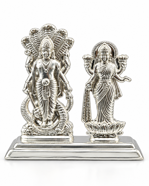 925 Pure Silver Vishnu JI & Laxmi Ji Idol For House Warming (D35)