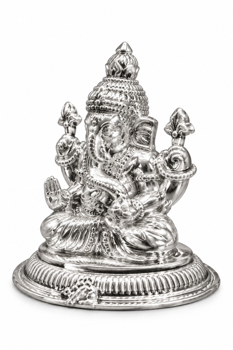 925 Abhishekam Ganesha Silver Idol (D34)