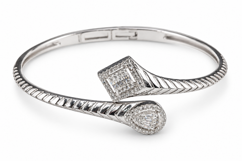 925 Designer CZ Rhodium Plated Bangle (D1)