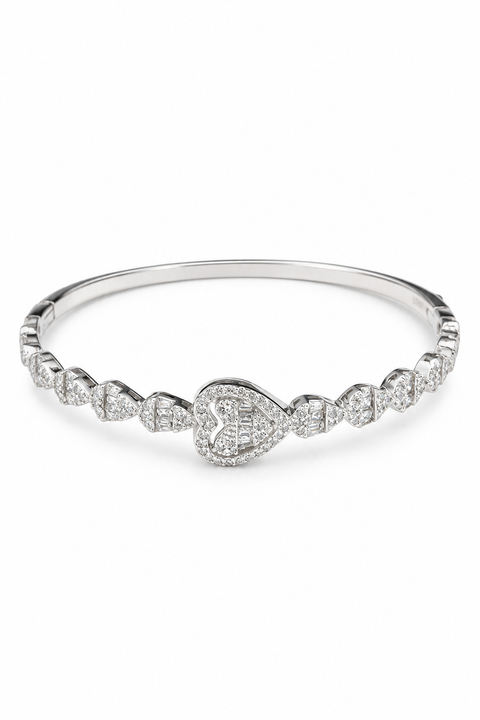 925 Designer CZ Rhodium Plated Bangle (D2)