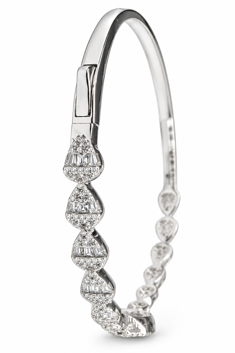925 Designer CZ Rhodium Plated Bangle (D2)