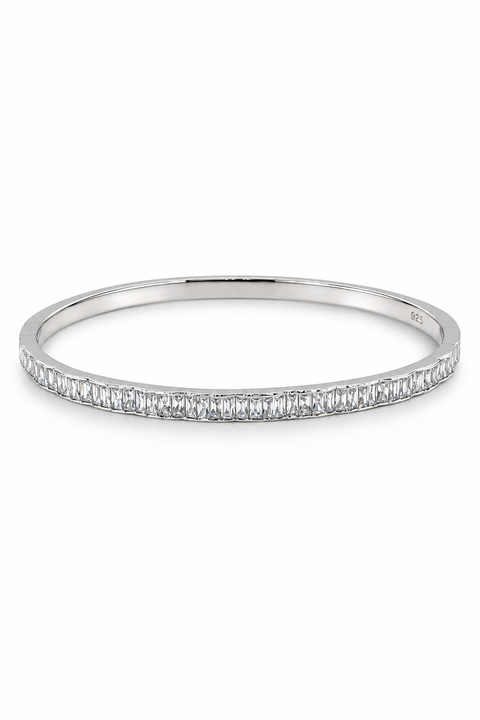 925 Designer CZ Rhodium Plated Bangle (D3)