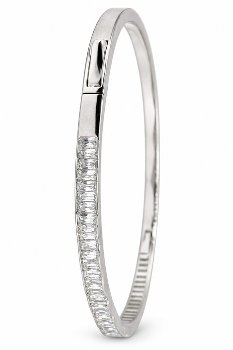 925 Designer CZ Rhodium Plated Bangle (D3)