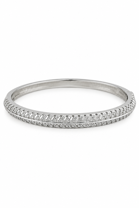 925 Designer CZ Rhodium Plated Bangle (D4)