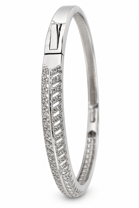 925 Designer CZ Rhodium Plated Bangle (D4)
