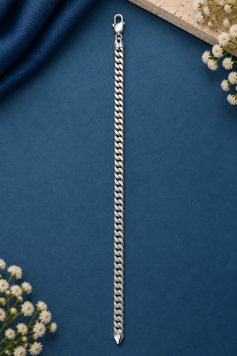 Silver Curb Chain Bracelet 8 Inches (D7)