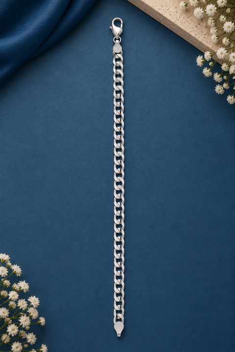 Silver Curb Chain Bracelet 8 Inches (D8)
