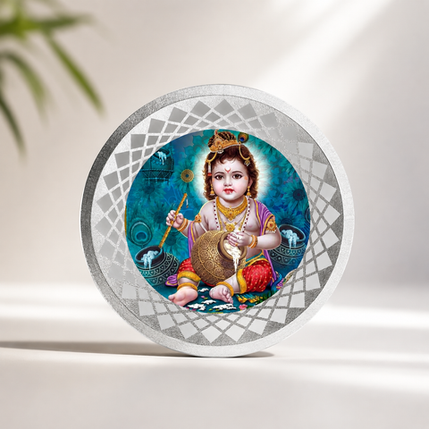 999 Pure Silver Krishna 10 Grams Coin ( Design 17)