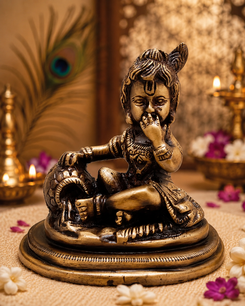 Brass Krishna Makhan Chor Idol(Design 72)