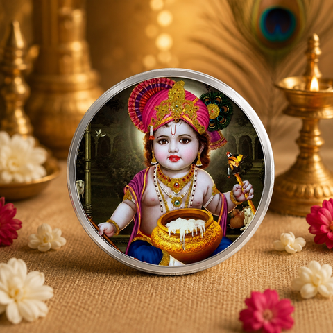 999 Pure Silver Krishna 20 Grams Coin (Design 50)