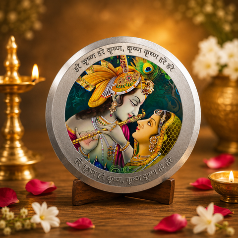 999 Pure Silver Radha Krishna Coin ( Design 14)