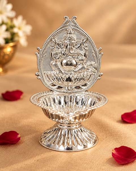 925 Silver Ganesha Diya (Design 75)