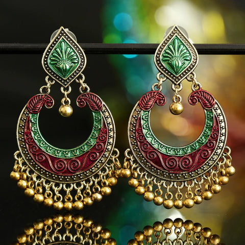 Oxidized Multi Color Traditional Jhumki Earrings (E204)