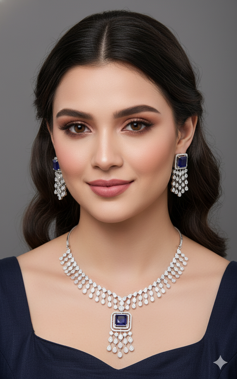 American Diamond Semi-Precious Necklace Set (D1232)