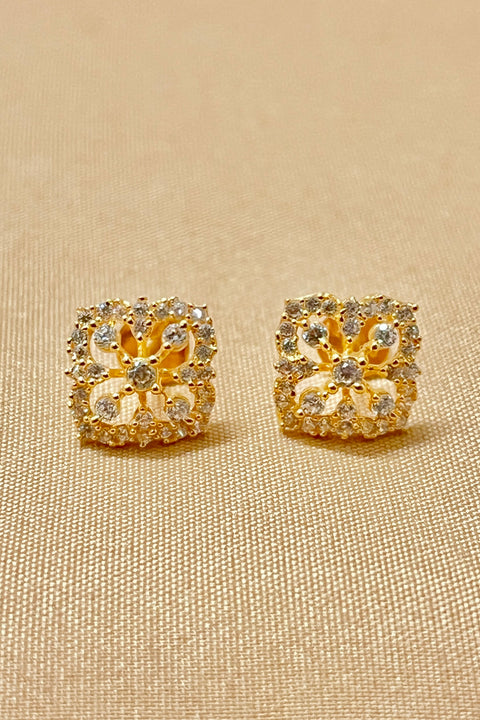 22KT Gold Designer White Diamond Studs (D134)