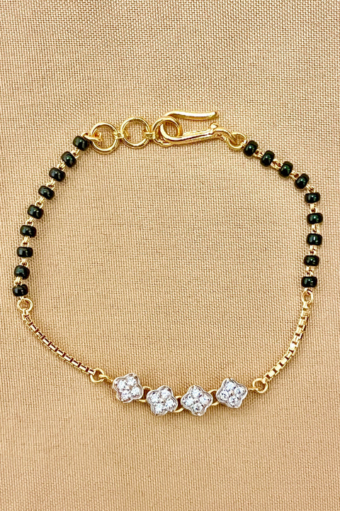 22KT Gold Designer Black Beaded Baby Bracelet (D144)