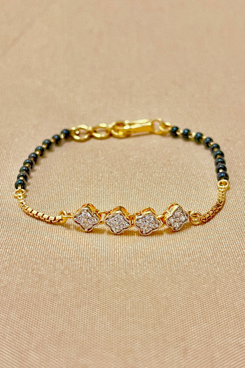 22KT Gold Designer Black Beaded Baby Bracelet (D144)