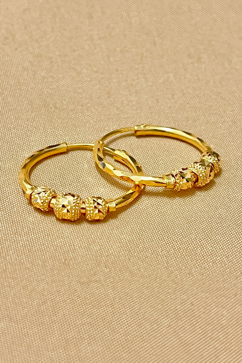 22KT Gold Designer Hoops (D145)